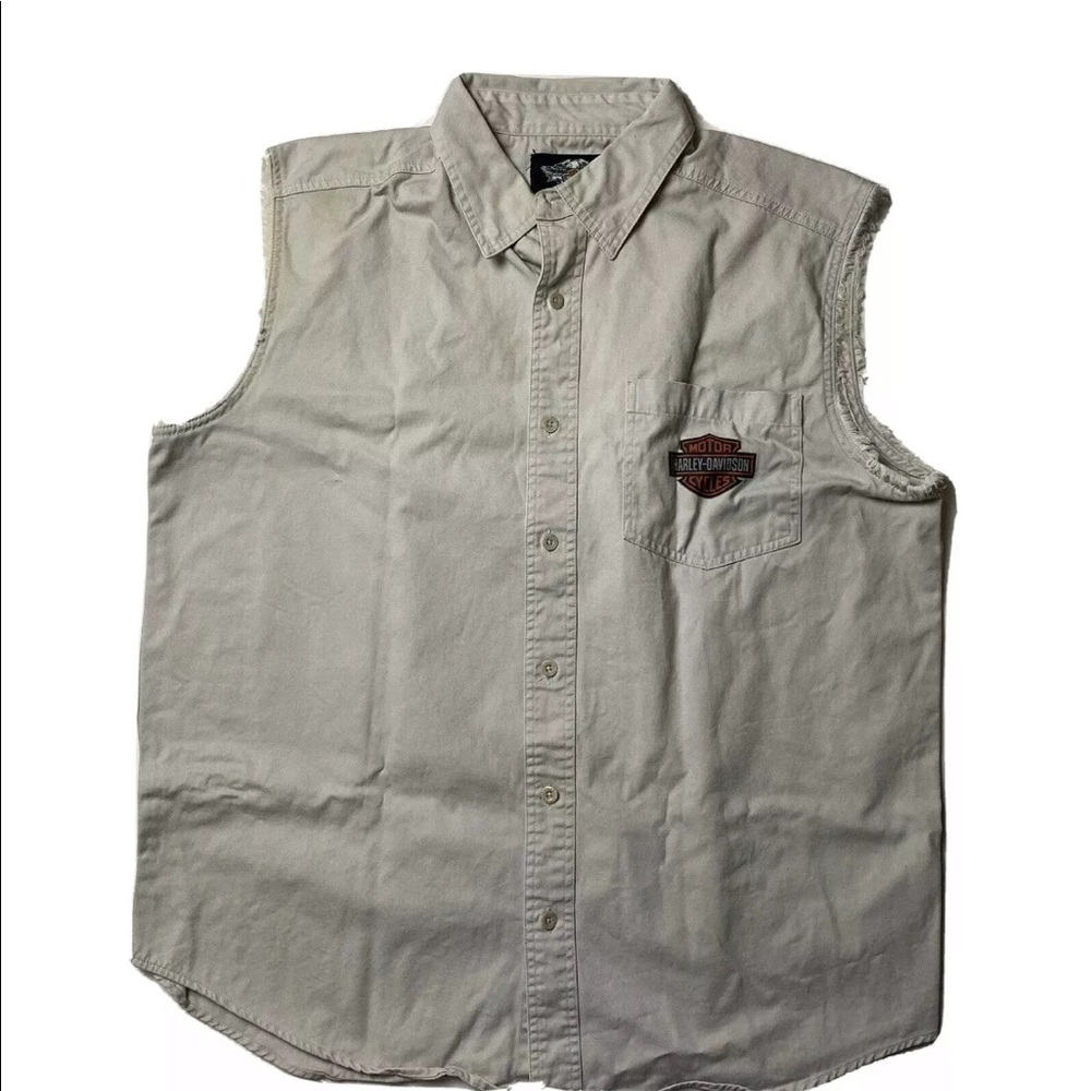 Harley Davidson mechanics sleeveless button front
